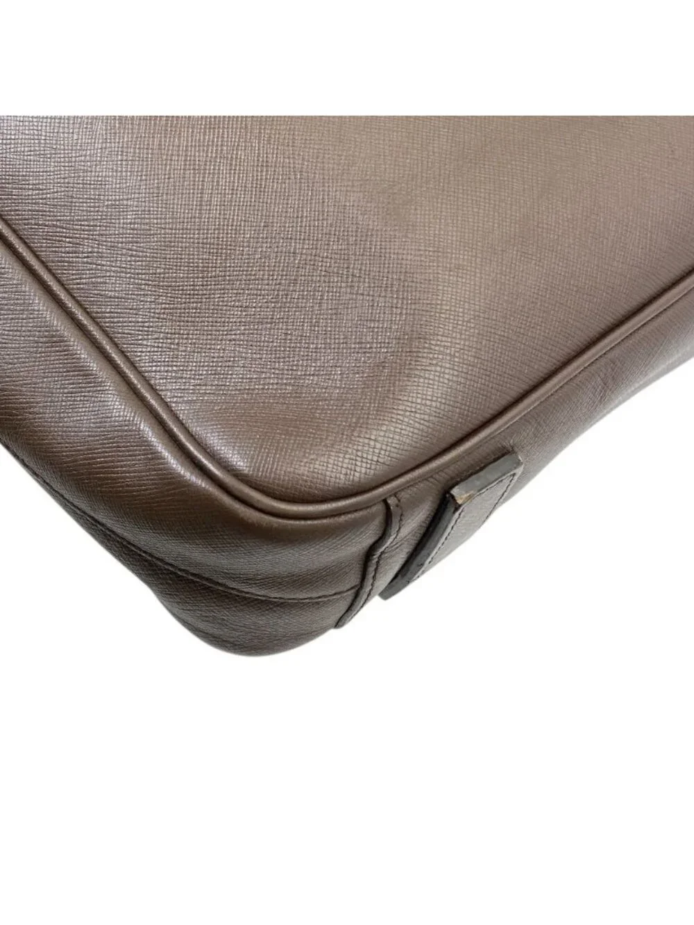 Prada Triangle Logo Business Briefcase Handbag Saffiano Leather